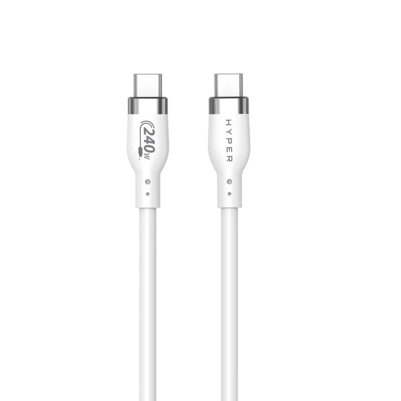 HyperJuice 240W Silicone USB-C to USB-C Cable (3ft/1m) - Blanc