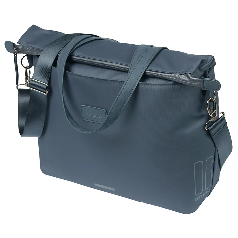 Sacoche Arrière Vélo Laterale Sac Ordinateur Portable Basil Manhattan Waterproof Bleu Marine Droit-Gauche 12L Fixation Hook On (12X38X30 cm) Fermeture Pliant Anti-Pluie