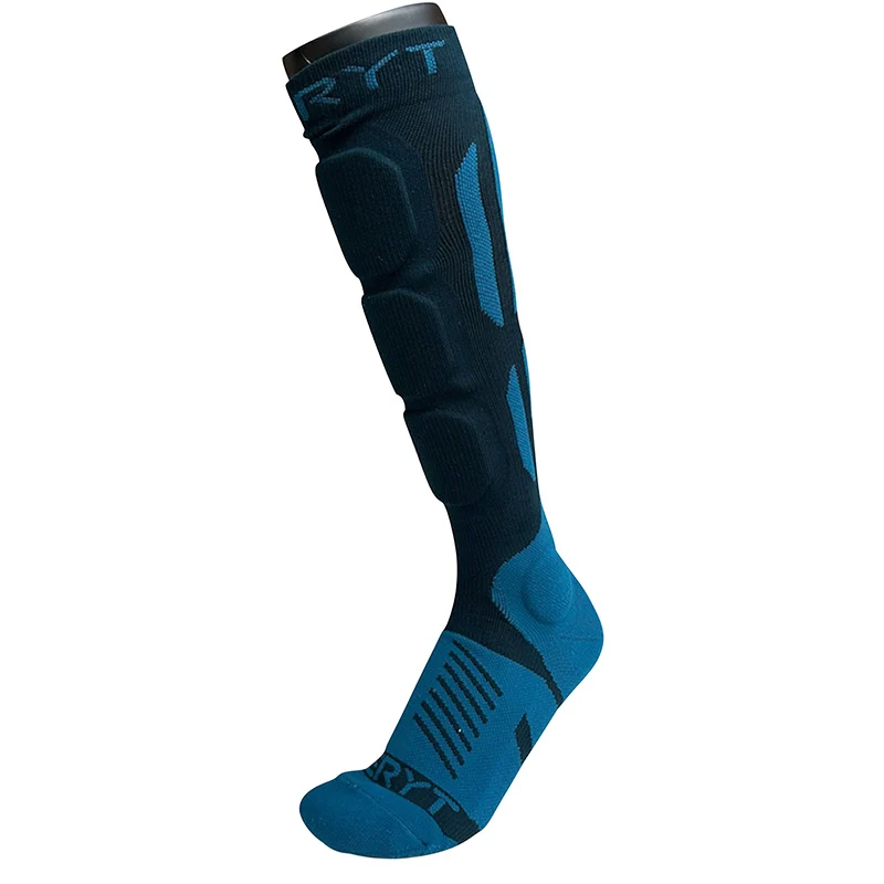 Chaussettes De Protection VTT Seryt Shelter Antibacterien Pour Cheville Et Tibia Bleu Petrole 43-47 - Hauteur 21 cm (Paire)