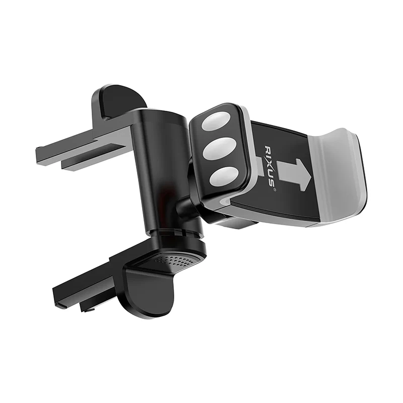 Support Smartphone-Telephone Rixus Universel A Pince Rotation 360° Noir Fixation Grille Ventilation Ronde Voiture (Vendu A L'Unite) -Rxhw28-