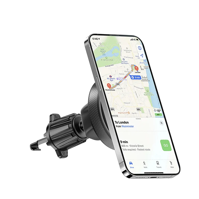 Support Smartphone-Telephone Rixus Universel Rond Magnetique Rotation 360° Gris Fixation Grille Ventilation Voiture (Vendu A L'Unite) -Rxhm62-