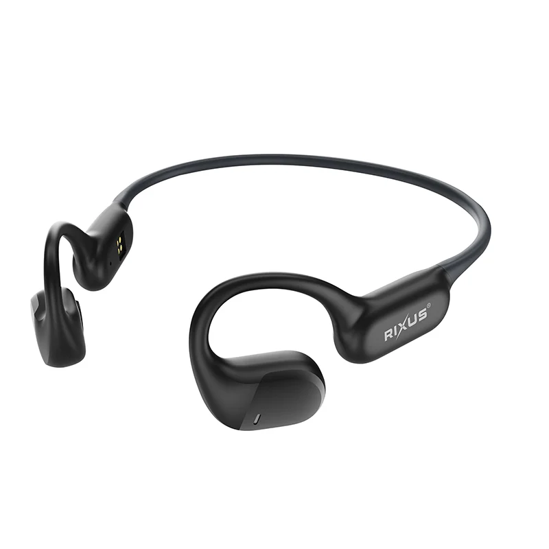 Ecouteur Oreille Libre-Casque Oreille Libre Rixus Bluetooth 6.0 Noir 180 Mah, Autonomie 17H, Ipx5 (Inclus Câble Usb-A) -Rxbh35-