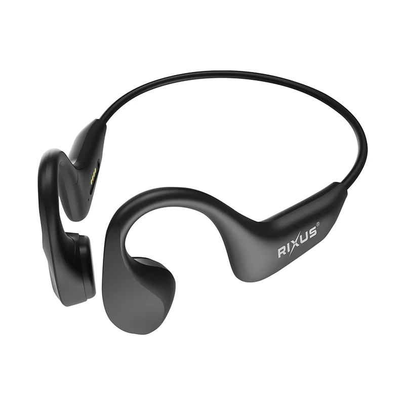 Ecouteur Oreille Libre-Casque Conduction Osseuse Rixus Bluetooth 6.0 Noir 250 Mah, Autonomie 8H, Ip68 : Compatible Natation (Inclus Câble Usb-A) -Rxbh30-