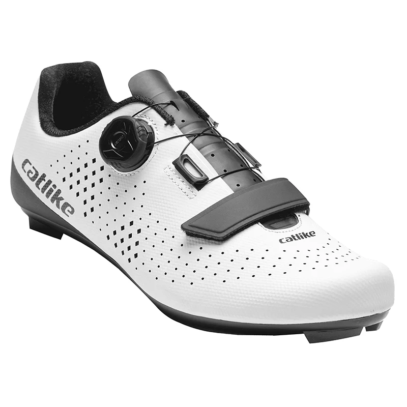 Chaussure Route Catlike Kompact'O R Blanc T39 Fixation Molette Micrometrique Atop-Velcro Compatible Look-Shimano (Paire)