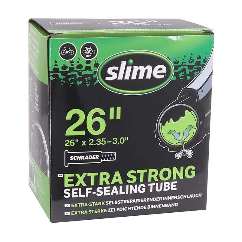 Chambre A Air Vélo 26 X 2.35-3.0 Slime Valve Schrader Obus Demontable Avec Liquide Anti-Crevaison -Compatible VAE-