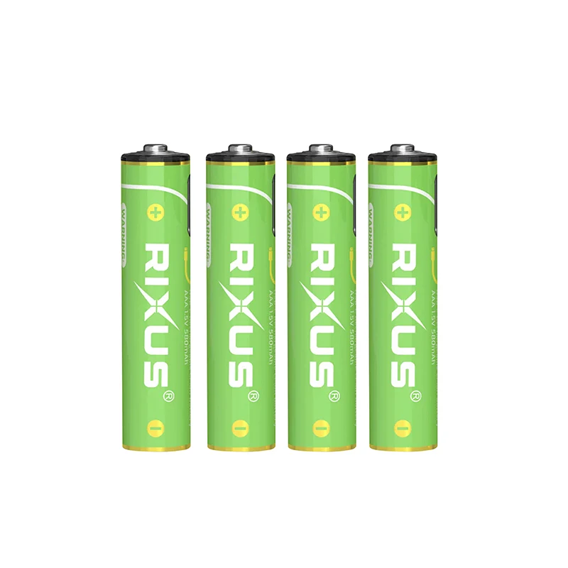 Pile Rechargeable Lr03 1.5V Rixus Lithium-Ion Aaa 880 Mwh (Vendu Par 4) Inclus Câble Usb-C -Rxaa07-