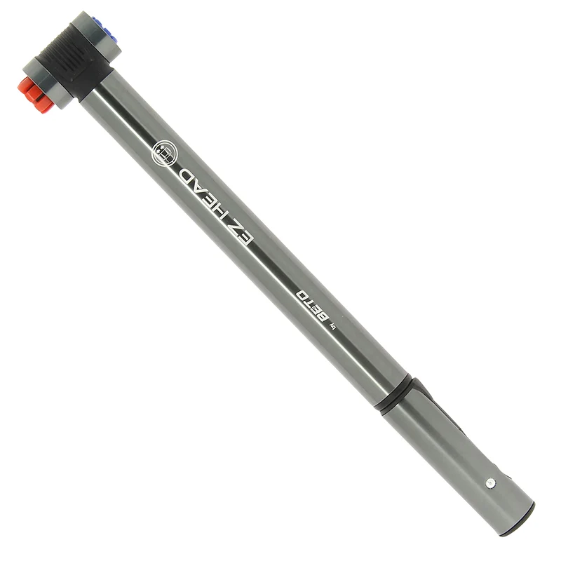 Pompe Mini Route-VTT Ez Head Pliable Alu Gris 8 Bars Double Embouts Vp-Vs Poignée En T Fixation Porte Bidon - Lg 220 mm (Offre Spéciale)