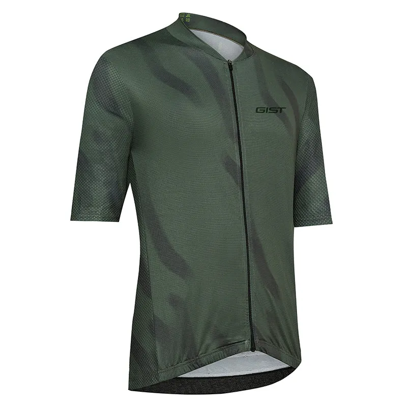 Maillot Gist Dust Manches Courtes Zip Total Vert Militaire L