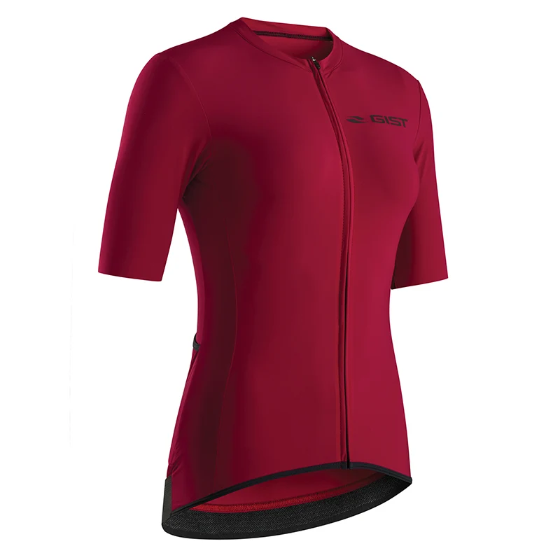 Maillot Gist Lady - Femme Manches Courtes Supremo Zip Total Rouge Amarante L