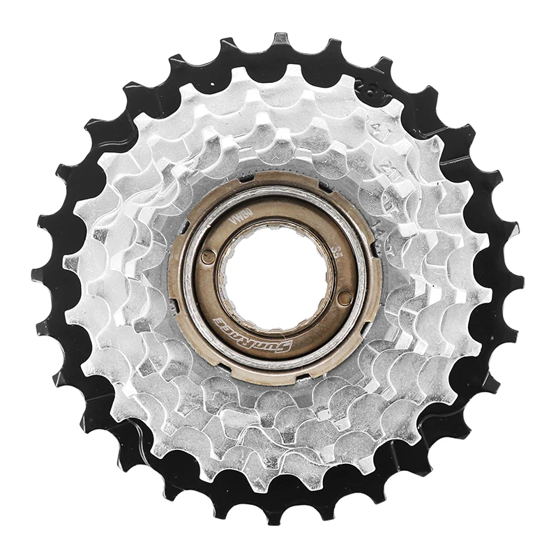 Roue Libre 6V. Sunrace 14-28 Argent-Noir Indexee (En Boite)