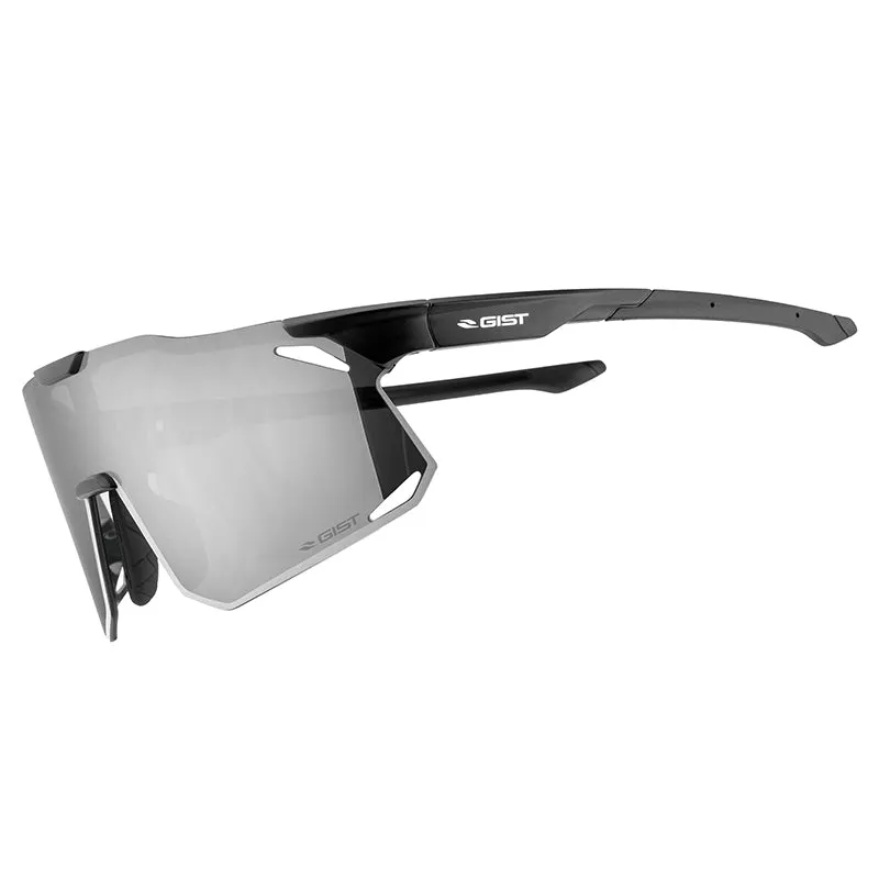 Lunettes Vélo Adulte Gist Eclipse Monture Noir Verre Fume Polycarbonate (Protection 100% Contre Uva, Uvb, Uvc Et Lumière Bleue) Compatible Clip Verres Correcteurs Ref 225380