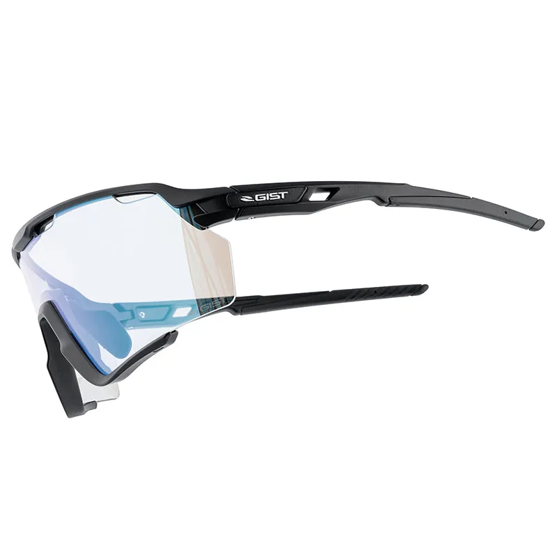 Lunettes Vélo Adulte Gist Nova Monture Noir Verres Photocromiques Qui S'Adaptent Automatiquement A La Luminosite Protection 100% Uv - (Verre Cat 1-3) Compatible Clip Verres Correcteurs Ref 225388