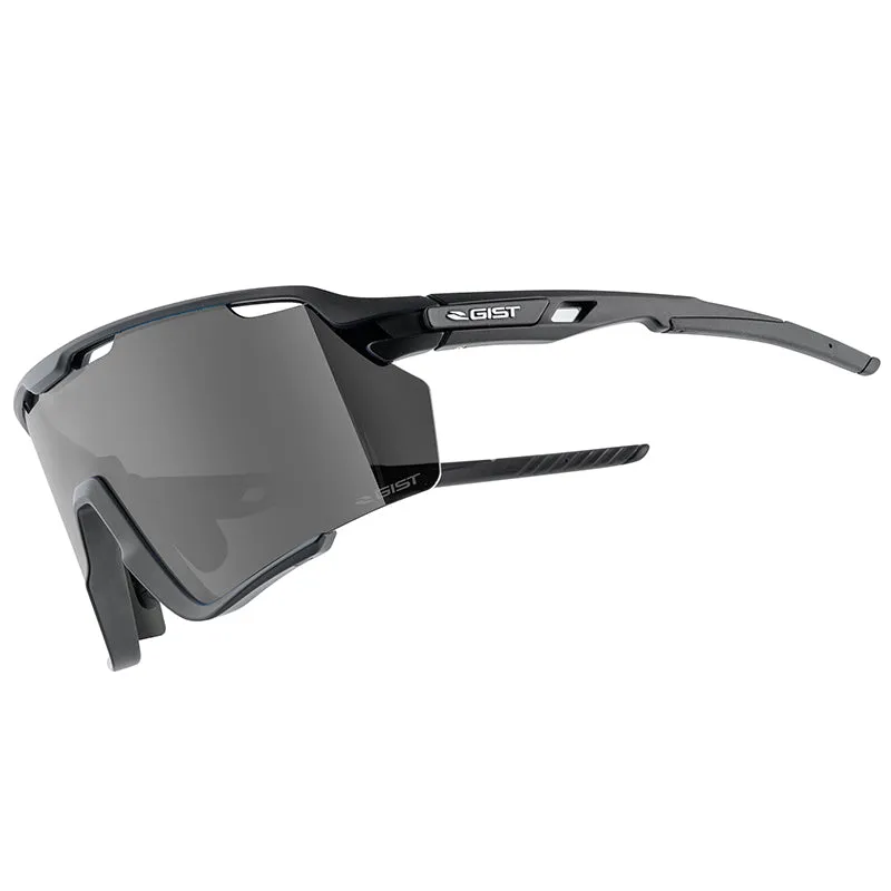 Lunettes Vélo Adulte Gist Nova Monture Noir Verre Fume Polycarbonate (Protection 100% Contre Uva, Uvb, Uvc Et Lumière Bleue) Compatible Clip Verres Correcteurs Ref 225388