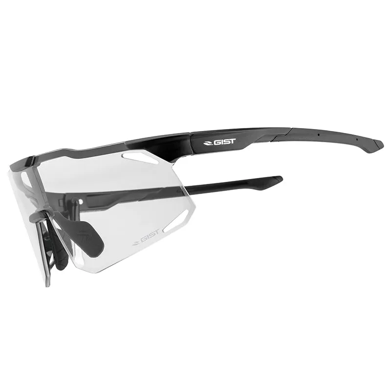 Lunettes Vélo Adulte Gist Eclipse Monture Noir Verres Photocromiques Qui S'Adaptent Automatiquement A La Luminosite Protection 100% Uv - (Verre Cat 1-3) Compatible Clip Verres Correcteurs Ref 225380