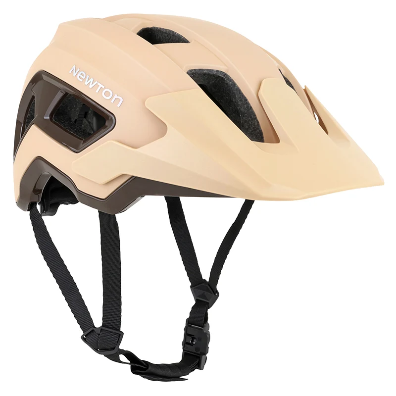 Casque Vélo Adulte Newton VTT Corsica Creme Insert Marron Taille 55-58 Visiere Réglable Réglage Molette 320 G