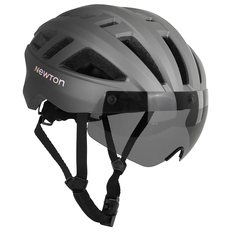 Casque Vélo Adulte Newton Urbain Venus Anthracite Mat Taille 55-58 Ecran Amovible Aimantee Réglage Molette 250 G