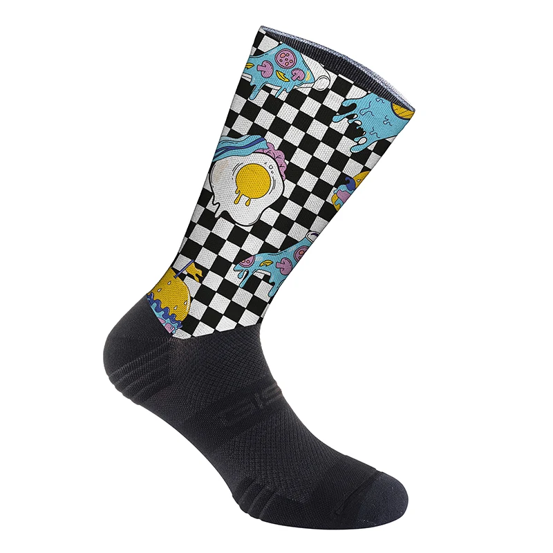 Chaussettes - Socquettes Été Gist Range Pit Stop Damier Noir Et Blanc Covering Food 38-42 Ecologique - Hauteur 22 cm (Paire)