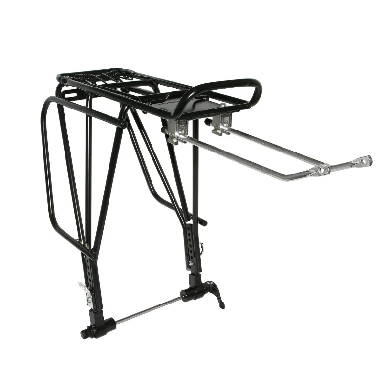 Porte Bagage Vélo Arrière A Tringles P2R Alu Noir Réglable 29"-28"-27.5"-26" Fixation Sur Moyeu Axe Creux Et Compatible Frein A Disque (Entraxe 130-135 mm)