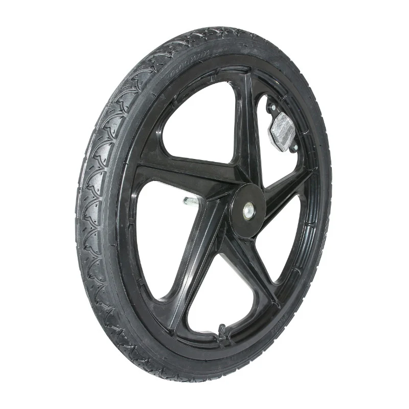 Roue Remorque Vélo 20" Moyeu Fusee Baton Plastic Noir Avec Pneu - Avec Catadioptre