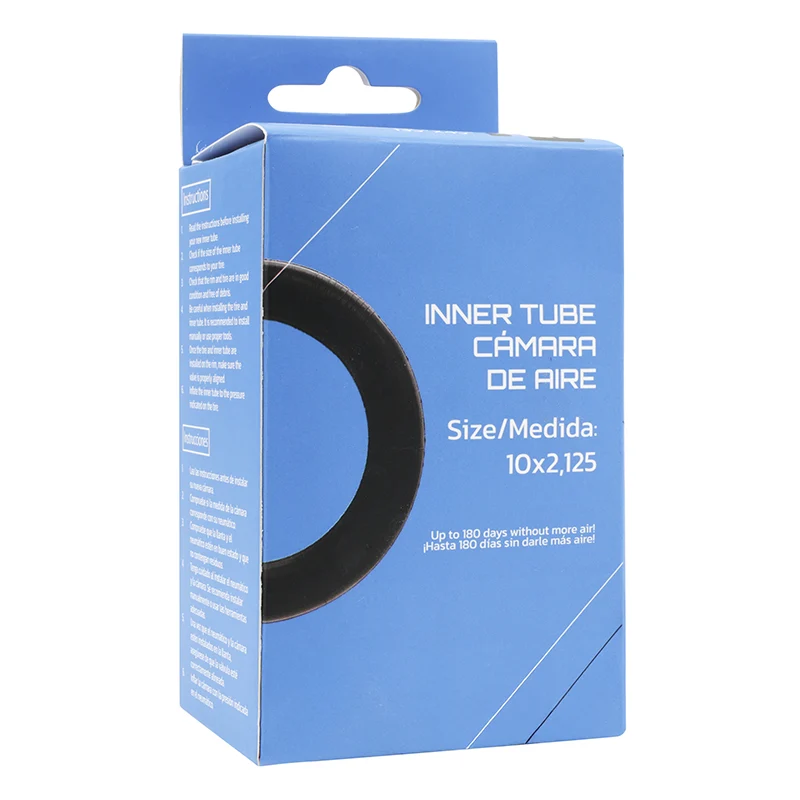 Chambre A Air Trottinette 10 X 2.125 Valve Standard Coudée 135° (45° Extérieur) Diam Interne 152 mm