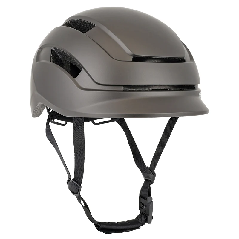 Casque Vélo Adulte Newton Urbain Commuter Anthracite Mat Taille 55-58 Réglage Molette - Éclairage Arrière Usb 270 G -Inclus Câble-
