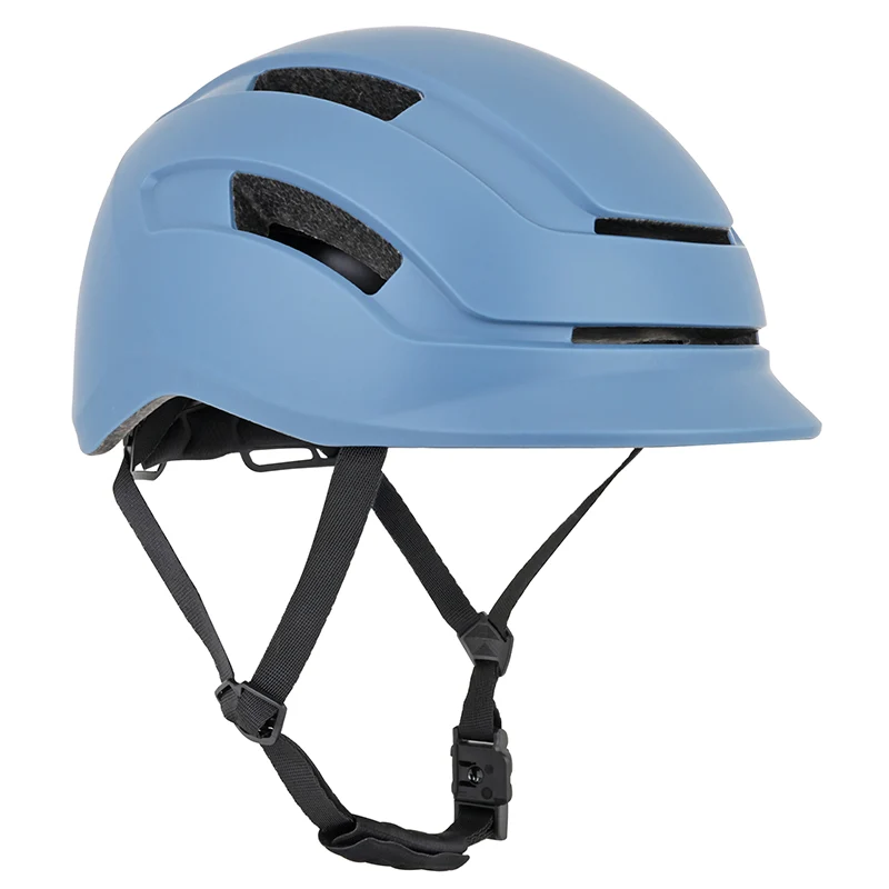 Casque Vélo Adulte Newton Urbain Commuter Bleu Mat Taille 59-61 Réglage Molette - Éclairage Arrière Usb 290 G -Inclus Câble-