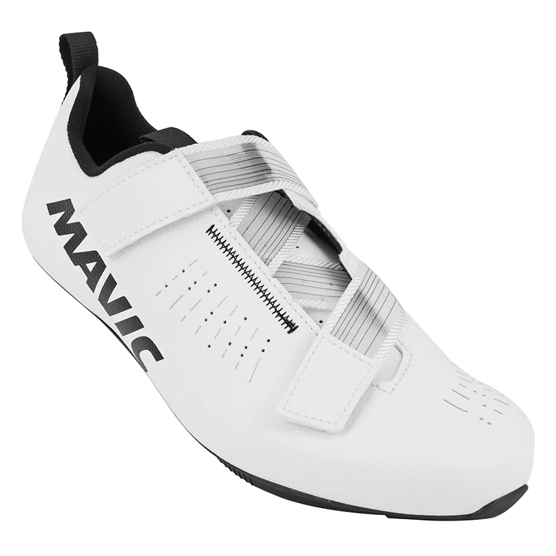 Chaussure Route Mavic Aksium Strap Blanc 44 2-3 Serrage Velcro Fixation 3 Points Compatible Look-Shimano (Paire)