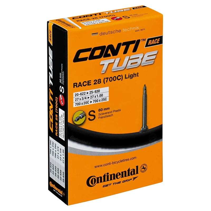 Chambre A Air Vélo 700 X 20-25 Continental Racelight Valve Presta Obus Demontable 60 mm (Offre Spéciale)
