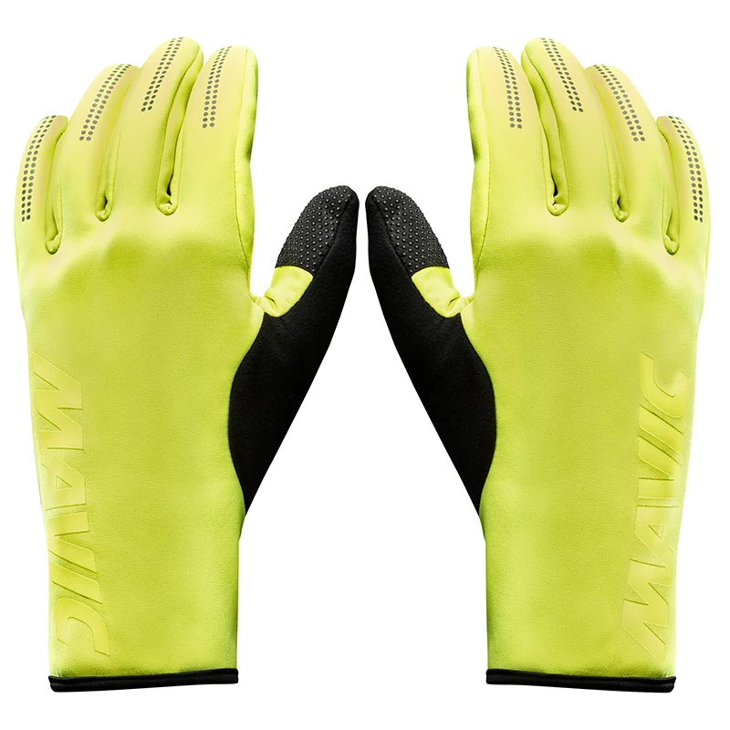 Gants Vélo Long Mavic Essential Thermo Noir-Jaune Reflechissant M (Paire Sur Carte) Sans Velcro