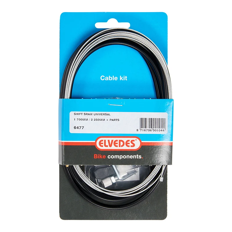 Transmission Dérailleur Elvedes Universel Noir Pour Sram Gaine 2,25M Noir - Câble Galva 1,8M (Kit Transmission 1Câble-1 Gaine)