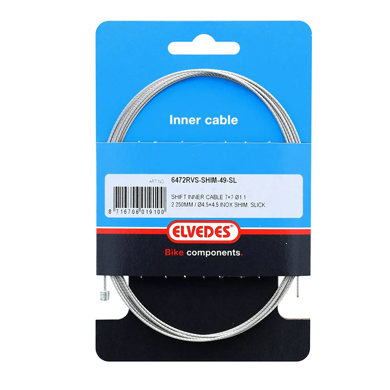 Câble De Dérailleur Elvedes INOX D1.1 mm L2,25M Compatible Shimano-Sram 49 Brins (Vendu A L'Unite Sur Carte)