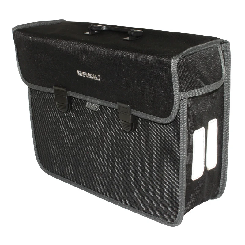 Sacoche Arrière Vélo Laterale Basil Malaga Droit-Gauche 17L Fixation Hook On Sur Porte Bagage Noir (40X16X31 cm)