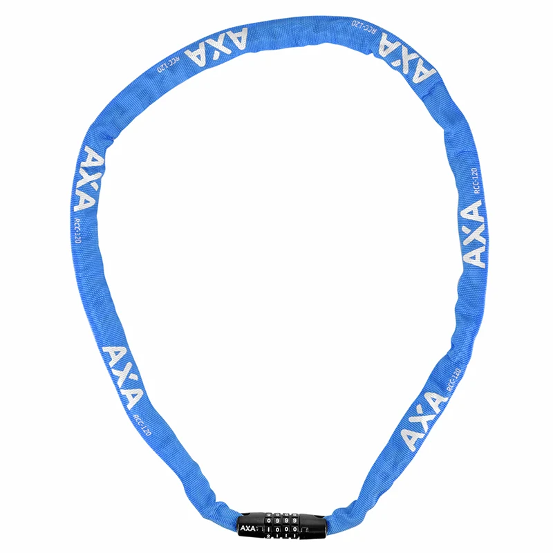 Antivol Vélo Chaîne A Combinaison - Code Axa Rigid Code Diam 3.5 mm L1.20M Bleu - Sécurité Niveau 3