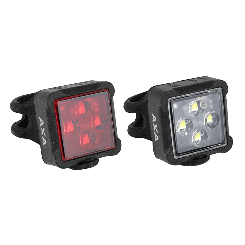 Éclairage Vélo A Pile Kit Sur Cintre-Tige De Selle Axa Niteline 44 Avec 4 Leds Noir, Avec Piles Cr2032 Autonomie + 40 Heures (Vu A 400M)