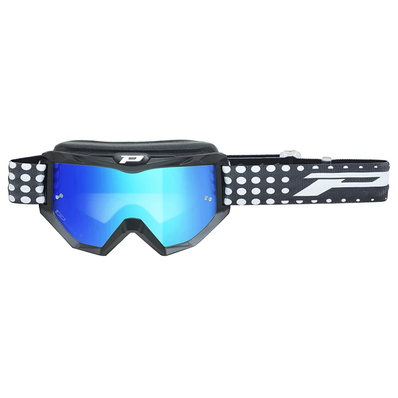 Masque-Lunettes Cross Progrip 3201 Fl Atzaki Multilayered Noir Mat Ecran Miroir Bleu Anti-Rayures-Anti U.V. Compatible Avec Port Lunettes De Vue (Homologué Ce-En Ac-12072 Rev.1)