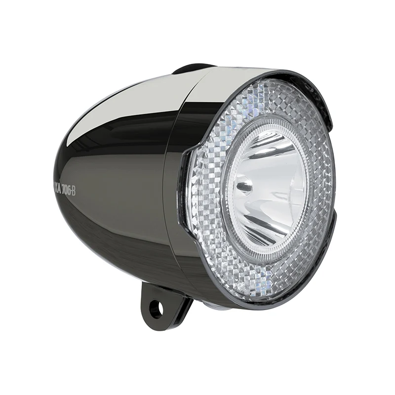 Éclairage Vélo A Pile Avant Sur Garde-Boue - Patte Axa Classic 706 LED 15 Lux Noir Avec Interrupteur Livre Avec 3 Piles Aaa