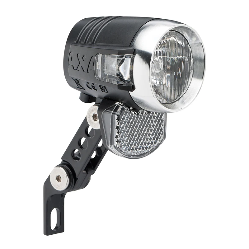 Éclairage Vélo VAE - E-Bike Avant Sur Fourche Axa Blueline 6-12V 50Lux (38 mm) Noir Compatible Dynamo - Pour Voir A 70M Et Visible A 4Kms