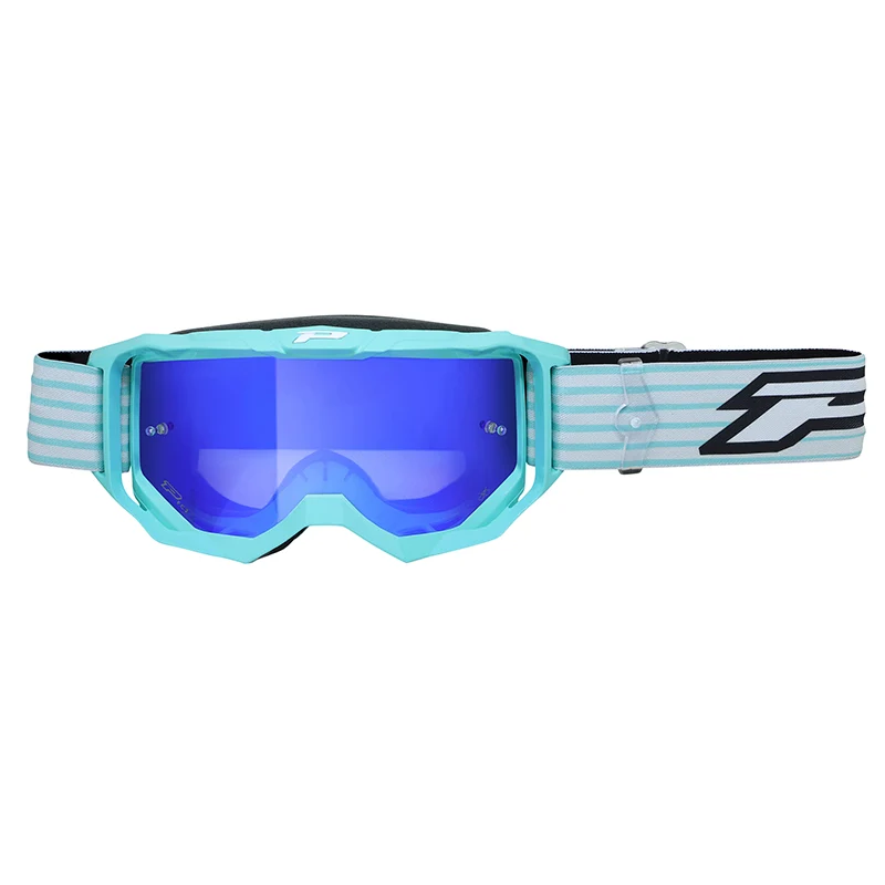 Masque-Lunettes Cross Progrip 3300 Fl Vision Go Multilayered Vert D'Eau Ecran Miroir Bleu Anti-Rayures-Anti U.V.-Anti-Buee (Homologué Ce-En-N° Ac-96025 Rev.2)