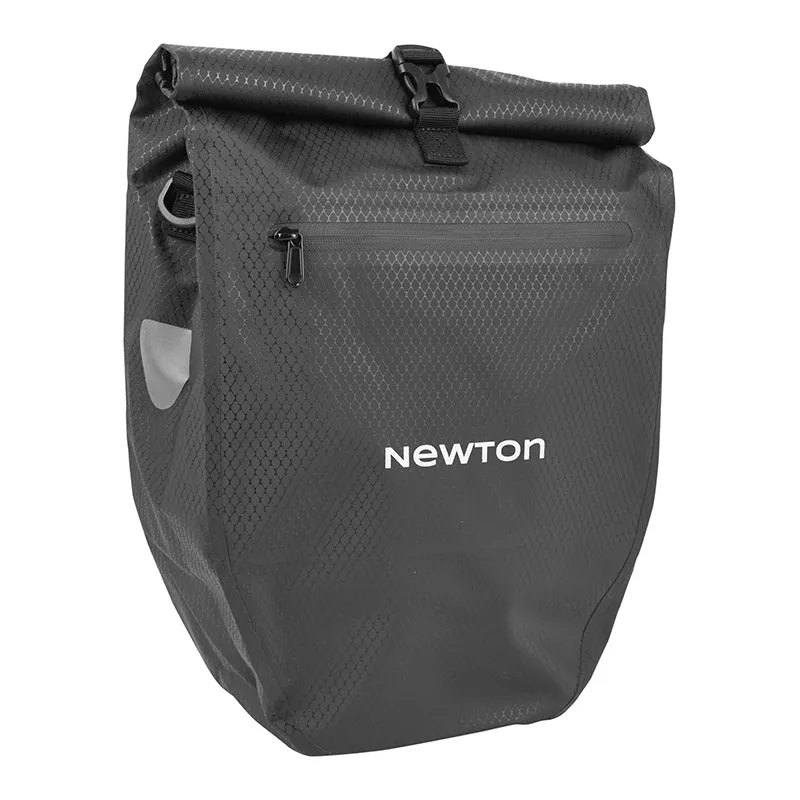 Sacoche Arrière Vélo Laterale Sac Bandouliere Newton Noir Droit-Gauche 21L Fixation Quick Lock Pour Porte Bagage Avec Systeme Antivol (53 X 29,5 X 13,5 cm)