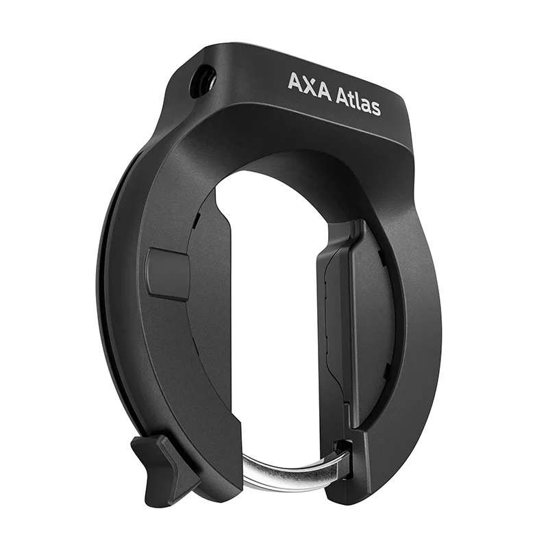 Antivol Vélo Fer A Cheval Axa Atlas Noir Avec Fixation (Fixation Sur Cadre Largeur De 71 mm À 95 mm) Ecart Pneu 44 mm (Clé Retractable) -Sécurité Niveau 14-15