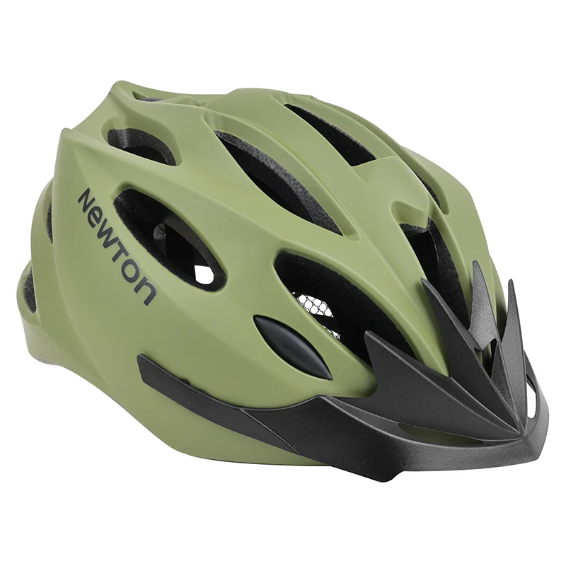 Casque Vélo Adulte Newton Route-VTT Sport Vert Militaire In-Mold Fermeture Boucle Fidlock Taille 58-61 Avec Visiere Et Lock (Vendu En Boite)
