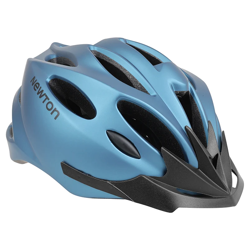 Casque Vélo Adulte Newton Route-VTT Sport Bleu Mat In-Mold Fermeture Boucle Fidlock Taille 55-58 Avec Visiere Et Lock (Vendu En Boite)