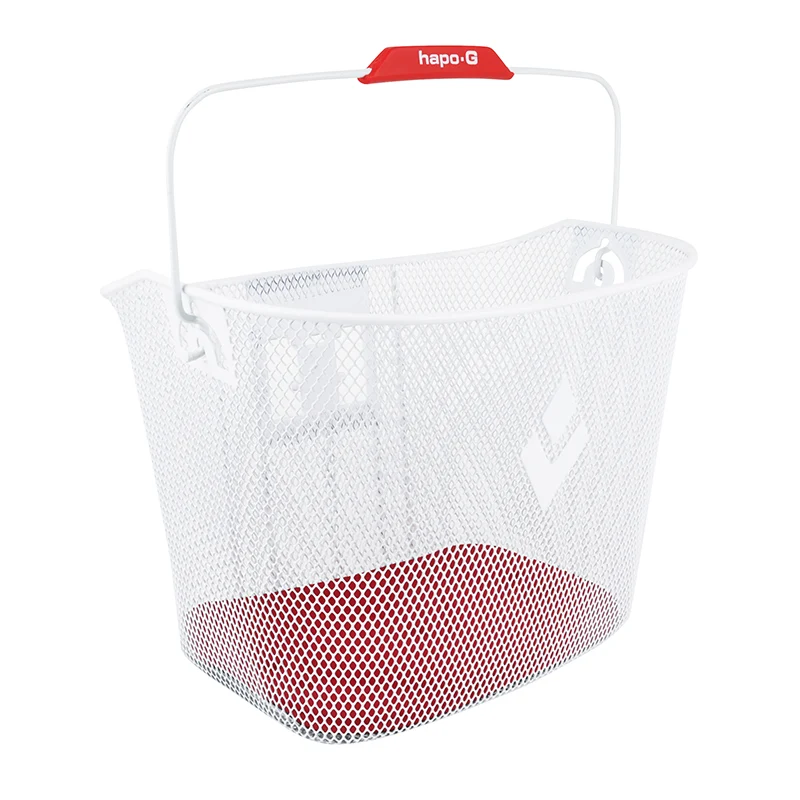 Panier Avant Acier Nid Abeille Hapo.G Blanc (33X25X25 cm) -Vendu Avec Fixation Mts 3 VAE - E-Bike (Largeur Intérieure Fixation Pour VAE - 8 cm) Charge Maxi 5Kgs