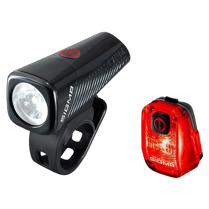 Éclairage Vélo Usb Kit Sigma Buster 150 Lumen -Nyte 10 Éclairage Fixe Et Clignotant (Autonomie Avant 14,5H - Arrière 33H) Noir