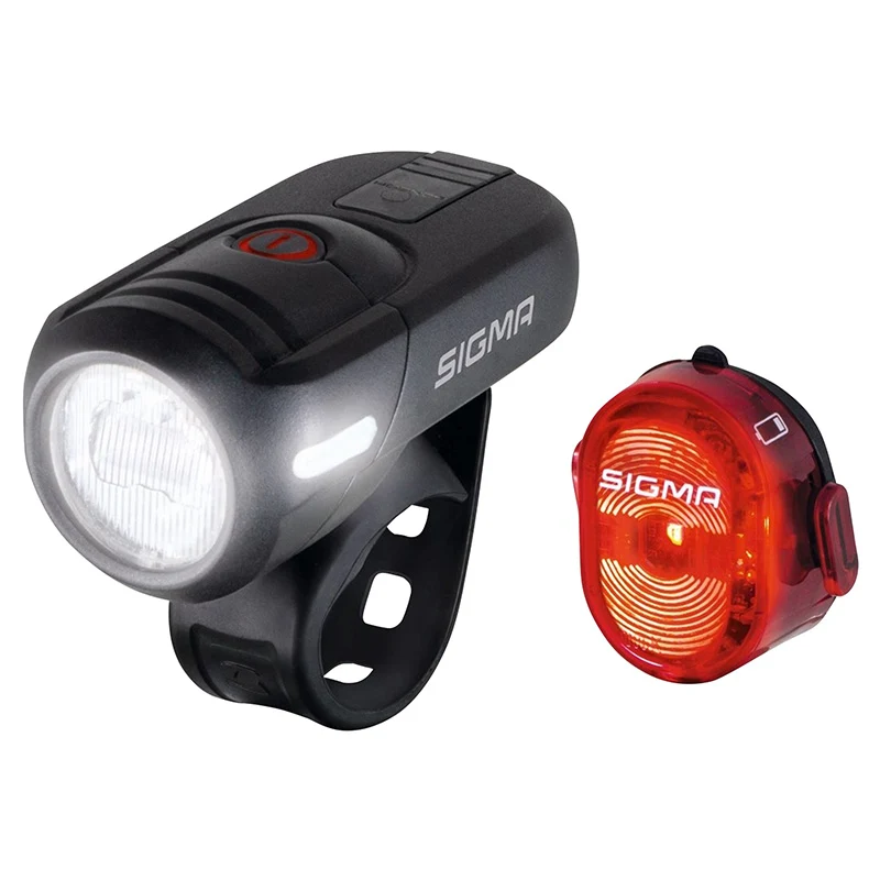 Éclairage Vélo Usb Kit Sigma Aura 45 Micro Set - Nugget Ii (Autonomie 3H Mode Standard Et 6H Mode Eco) Noir - Homologué -