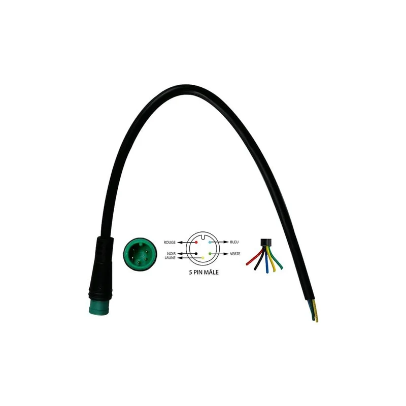 Câble Connecteur Étanche 5 Pins Male pour Trottinette Électrique