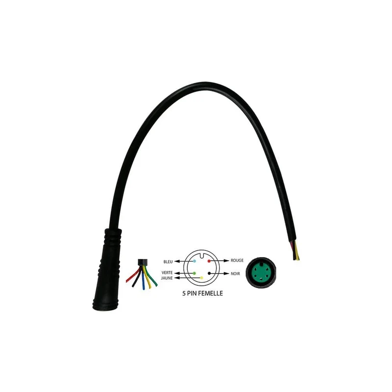 Câble Connecteur Étanche 5 Pins Femelle pour Trottinette Électrique