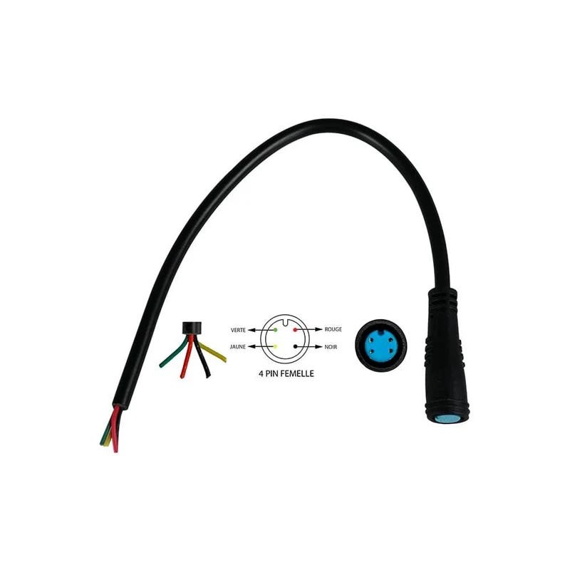 Câble Connecteur Étanche 4 Pins Femelle pour Trottinette Électrique