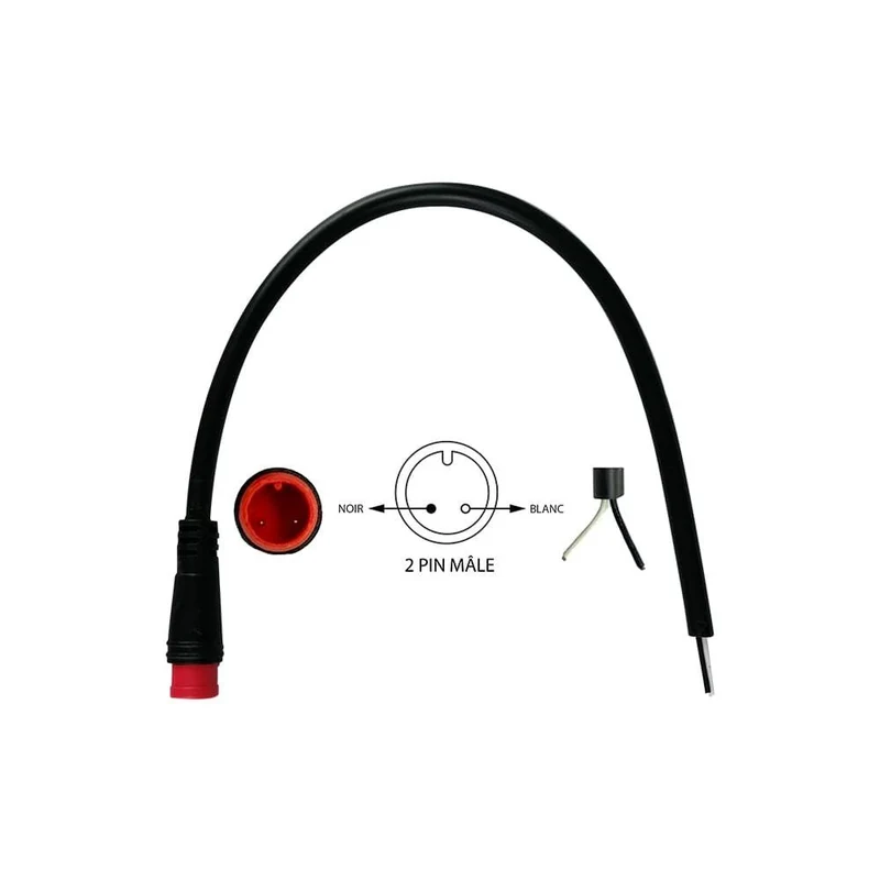 Câble Connecteur Étanche 2 Pins Male pour Trottinette Électrique