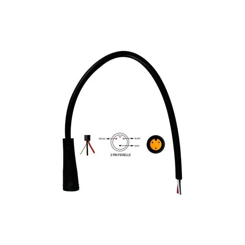Câble Connecteur Étanche 3 Pins Femelle pour Trottinette Électrique